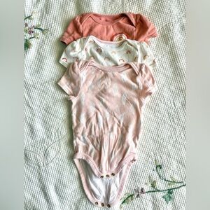 Cloud Island Coral, Cream, and Pink Bodysuits Set